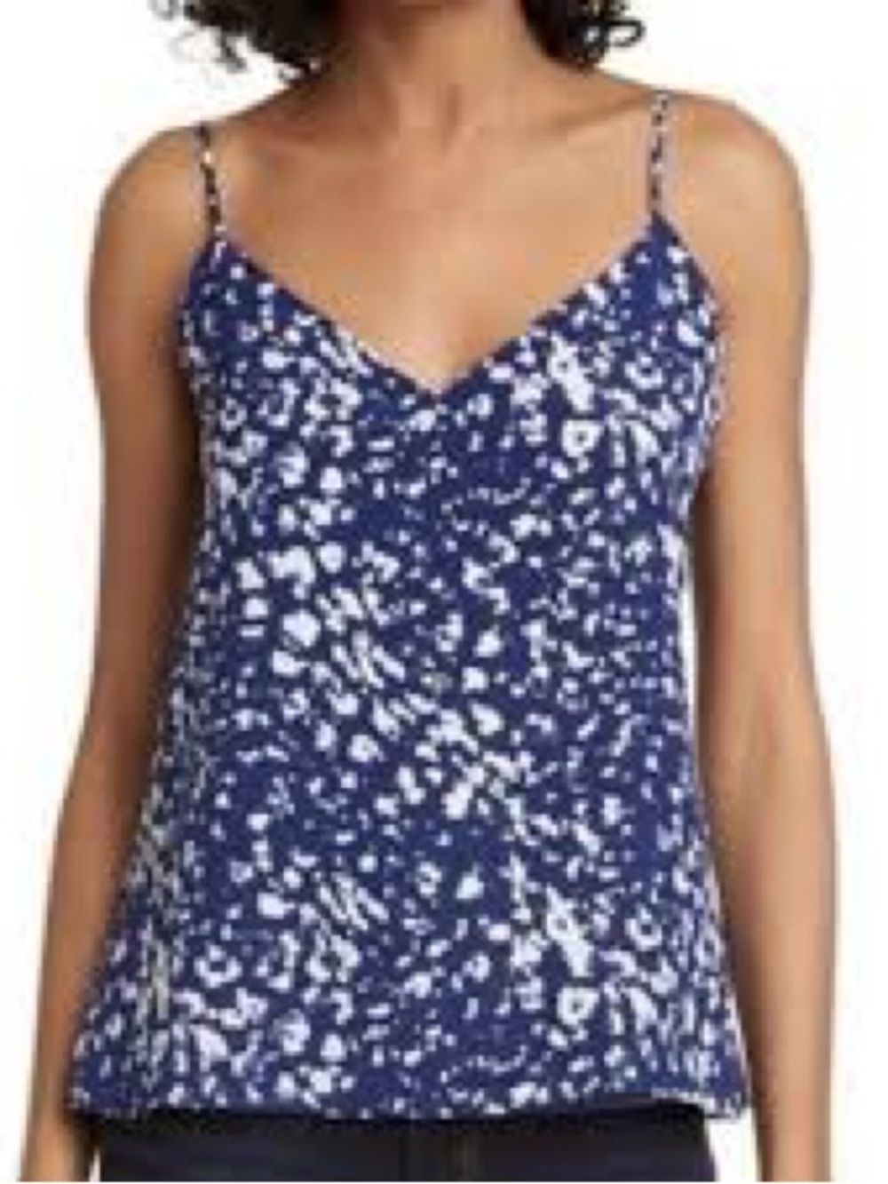 L'AGENCE Blue and White Printed Spaghetti-Strap Cami